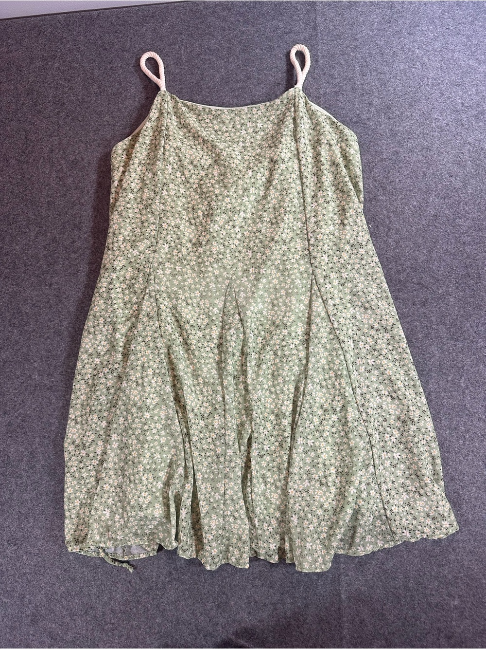 Pink Lily Green Floral Mini Slip Dress with White Flowers
